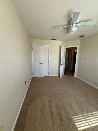 an empty room with a door