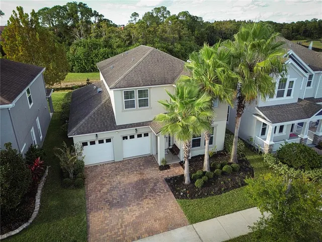 an aerial view of a house