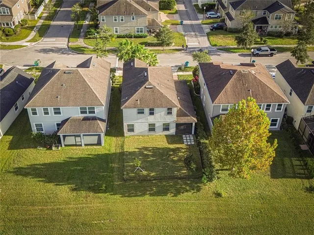 an aerial view of a house