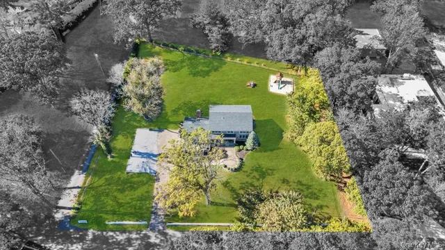 an aerial view of a house