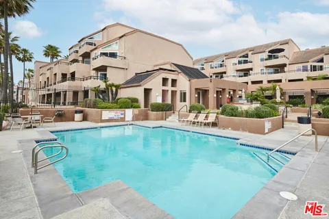 a view of a lake with a city view