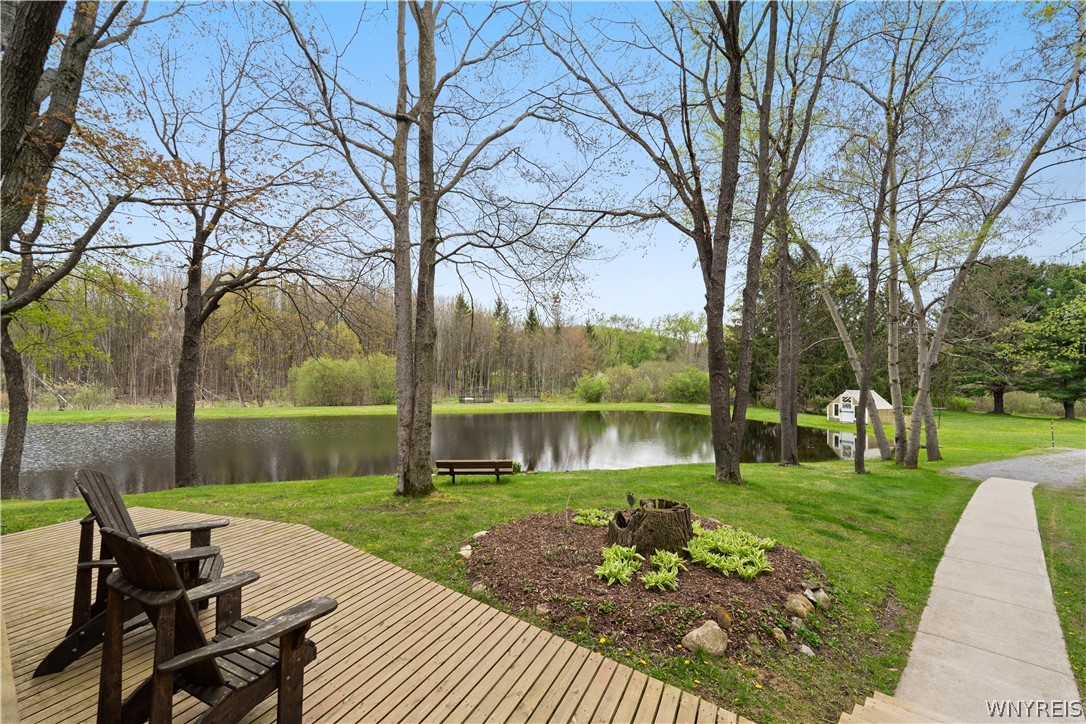 311 Ortner Road Bennington, NY 14040 - Photo 10 of 50 Exterior front deck with view of pond and gardens