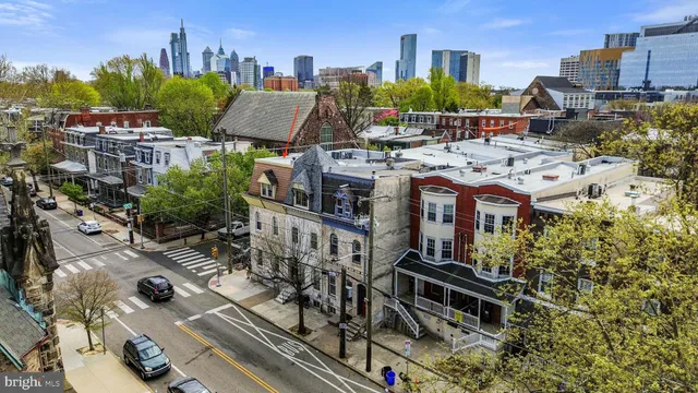 a view of a city with tall buildings