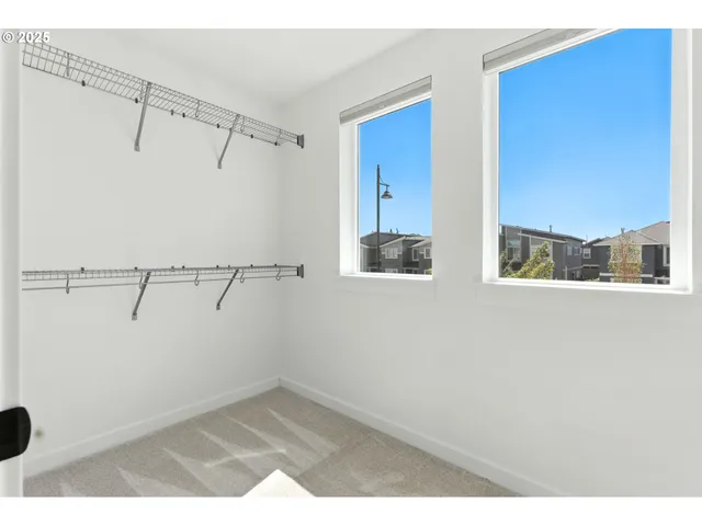 a view of small space with racks on the wall