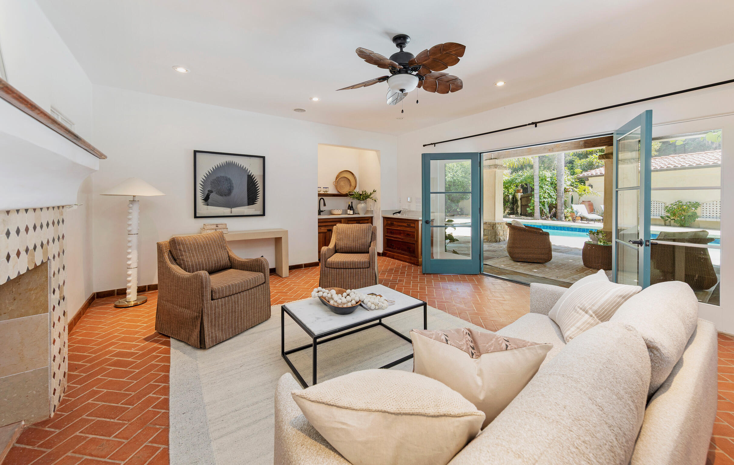 1493 Sycamore Canyon Road Montecito, CA 93108 - Photo 32 of 47 a living room with furniture and a large window
