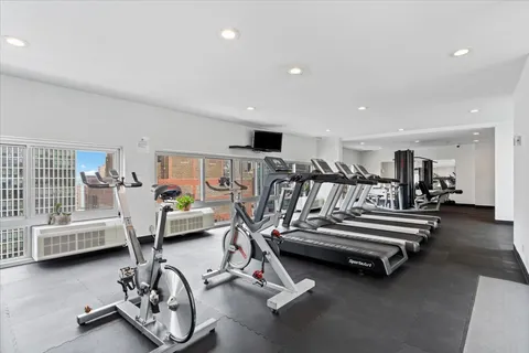 a view of a room with gym equipment