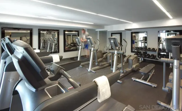 a view of a room with gym equipment