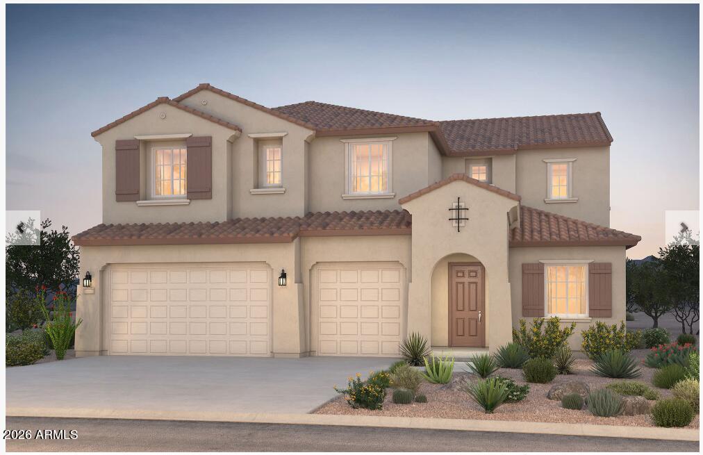 16044 West Red Bird Road Surprise, AZ 85387 - Photo 1 of 2 a front view of a house with a yard and garage