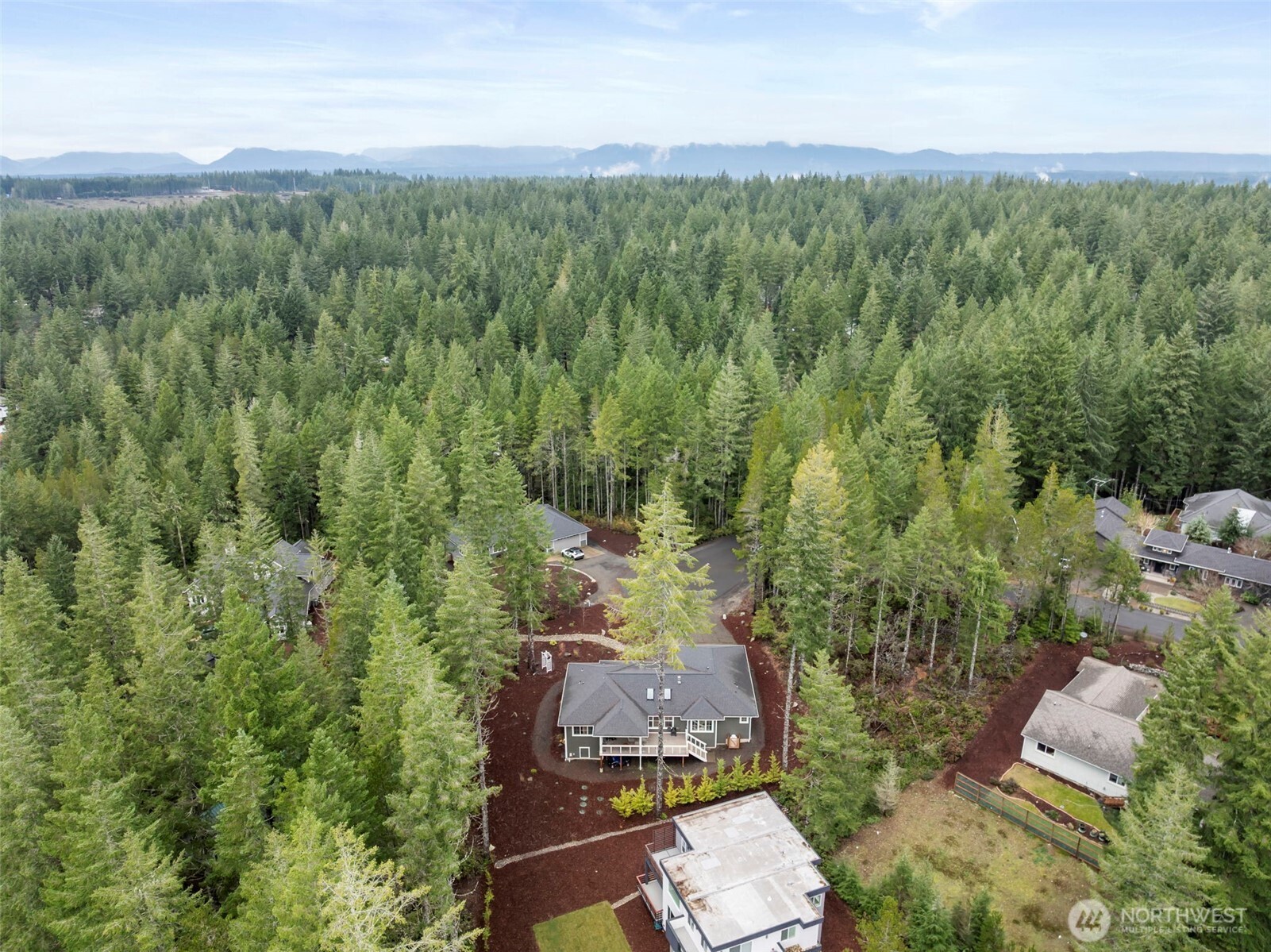 71 East Hemlock Court Union, WA 98592 - Photo 32 of 32 an aerial view of residential houses with outdoor space and trees