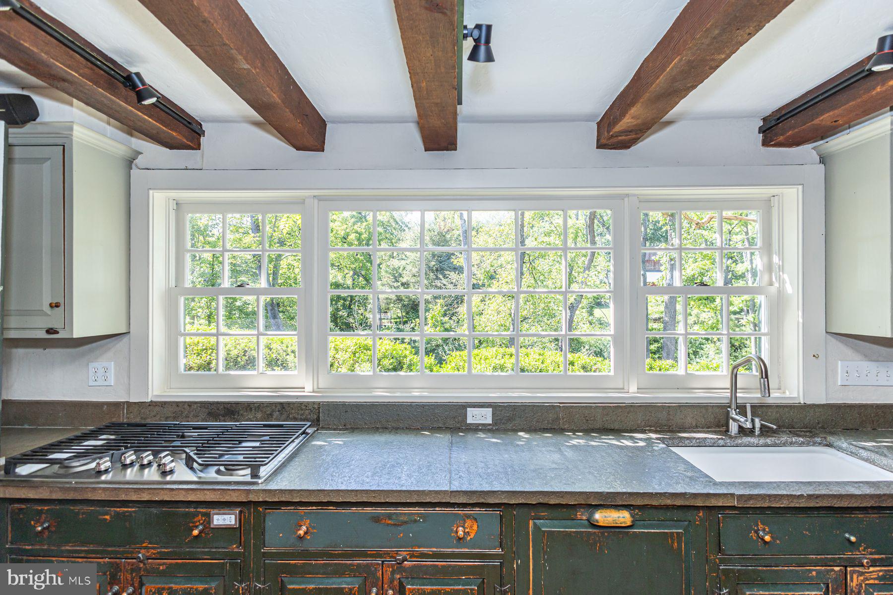 5925 Carversville Road Doylestown, PA 18902 - Photo 10 of 44 a kitchen with granite countertop a window a sink stainless steel appliances and cabinets
