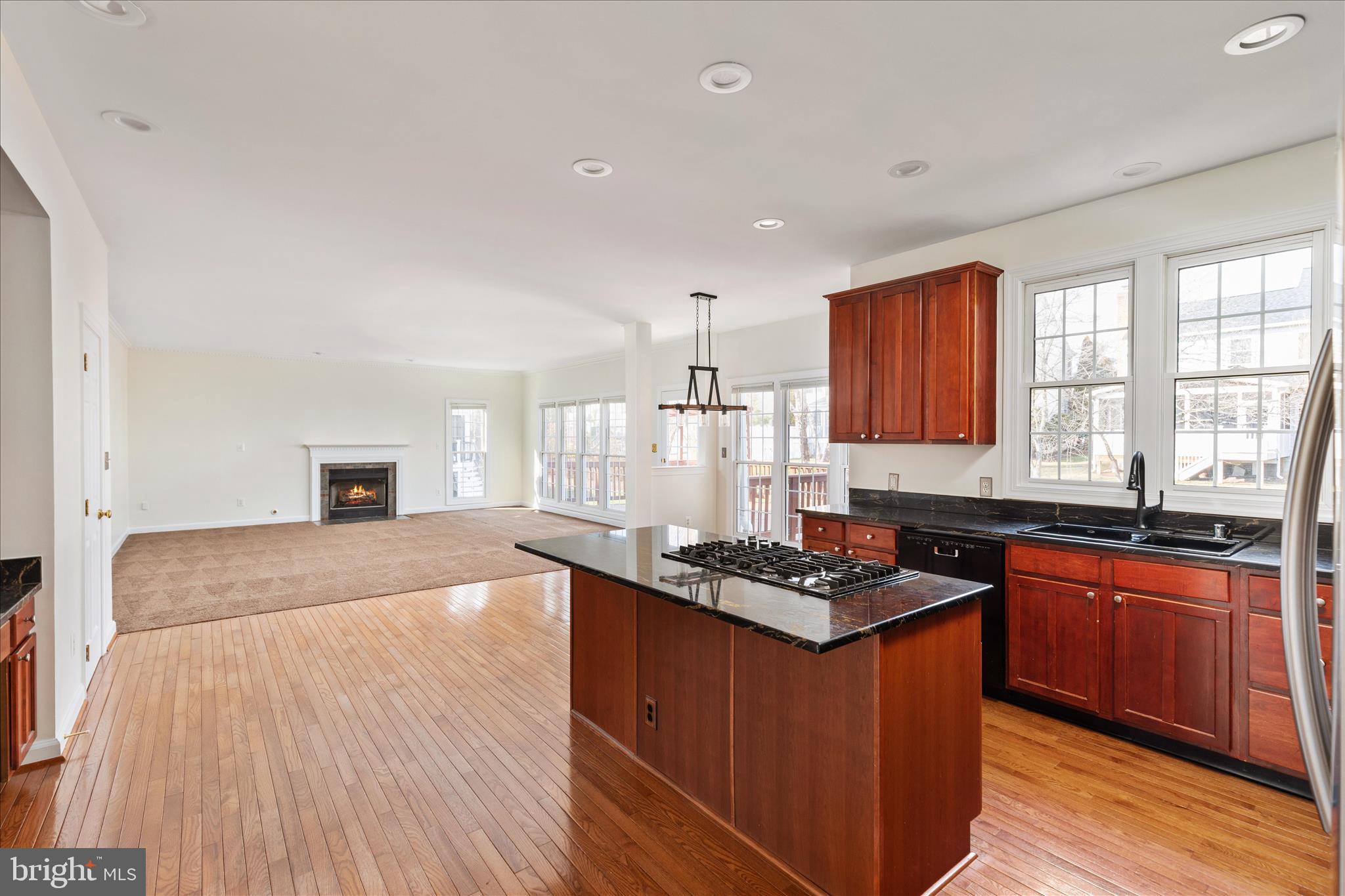 43331 Ritter Lane South Riding, VA 20152 - Photo 11 of 55 a kitchen with stainless steel appliances granite countertop a stove a sink dishwasher and a microwave oven with wooden floor
