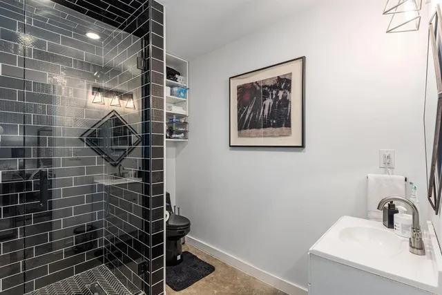 a bathroom with a shower