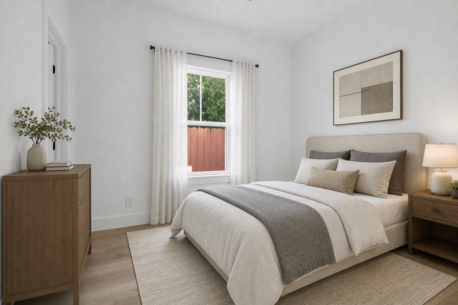 4606 Mallow Street, Unit A Houston, TX 77051 - Photo 12 of 21 a bedroom with a bed and a potted plant