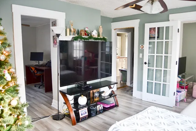 a living room with furniture