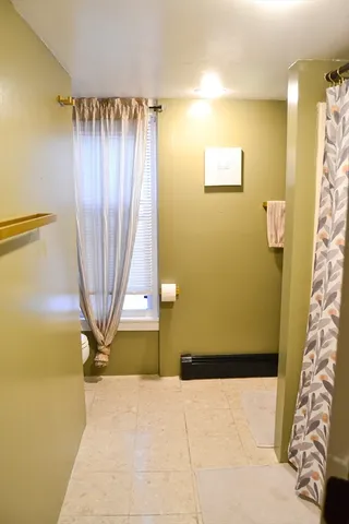 a view of a room with a door