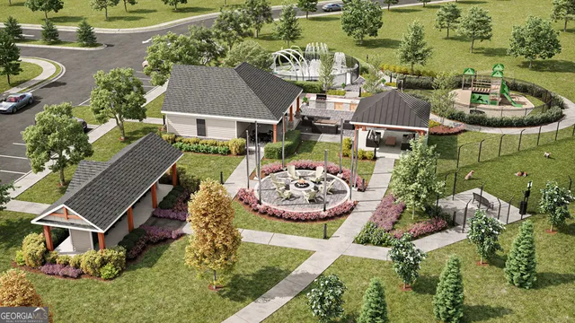 an aerial view of a house