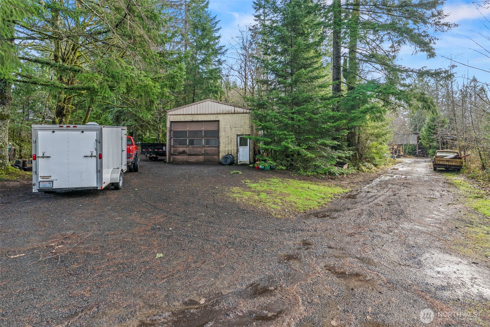1337 South Silver Lake Road Castle Rock, WA 98611 - Photo 20 of 35 a view of a house with a yard and covered with tall trees