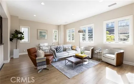 a living room with furniture rug and window