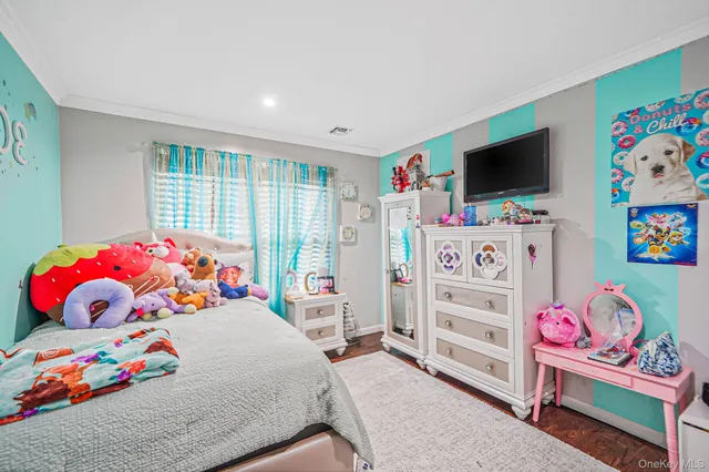 a bedroom with a bed and a closet