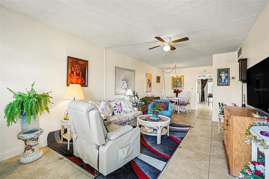4742 Azalea Drive, Unit 103 New Port Richey, FL 34652 - Photo 5 of 33 a living room with furniture potted plant and a flat screen tv