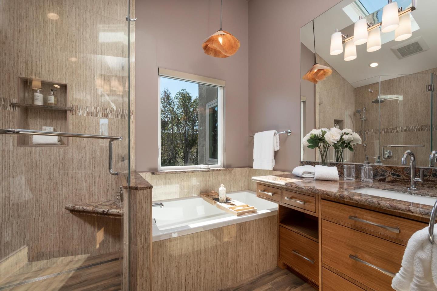 405 29th Avenue San Mateo, CA 94403 - Photo 15 of 22 a bathroom with a granite countertop sink mirror and bathtub