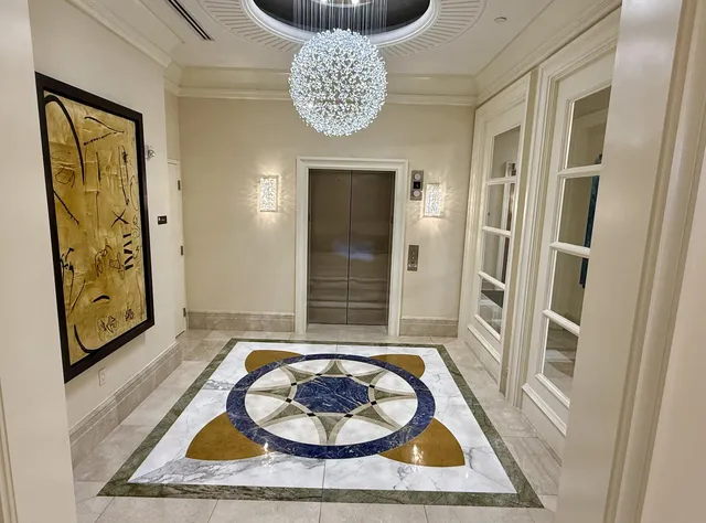 a city view with tall buildings