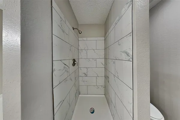 a bathroom with a bathtub