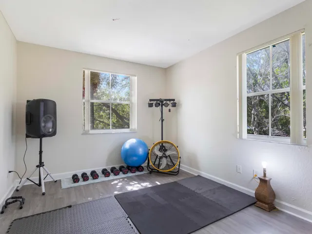 a view of a room with a window