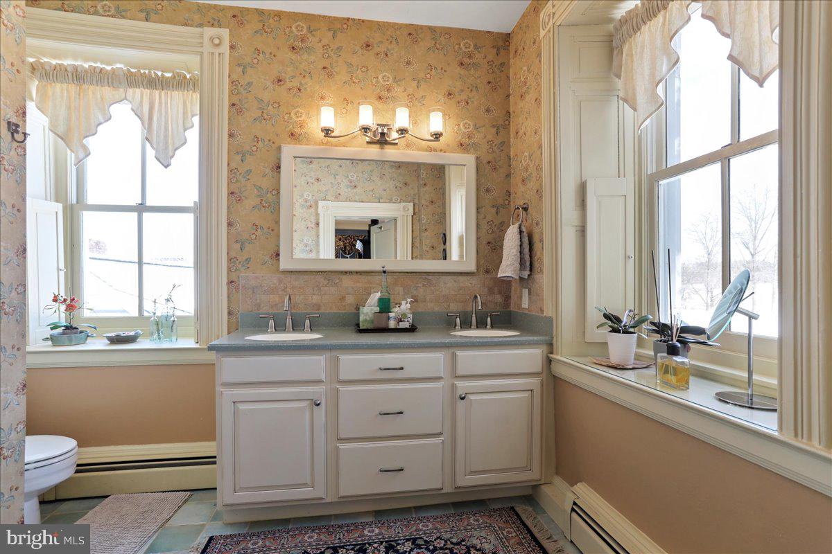 1-22020 Durberry Road Smithsburg, MD 21783 - Photo 84 of 138 a bathroom with a sink a toilet a large mirror and a window