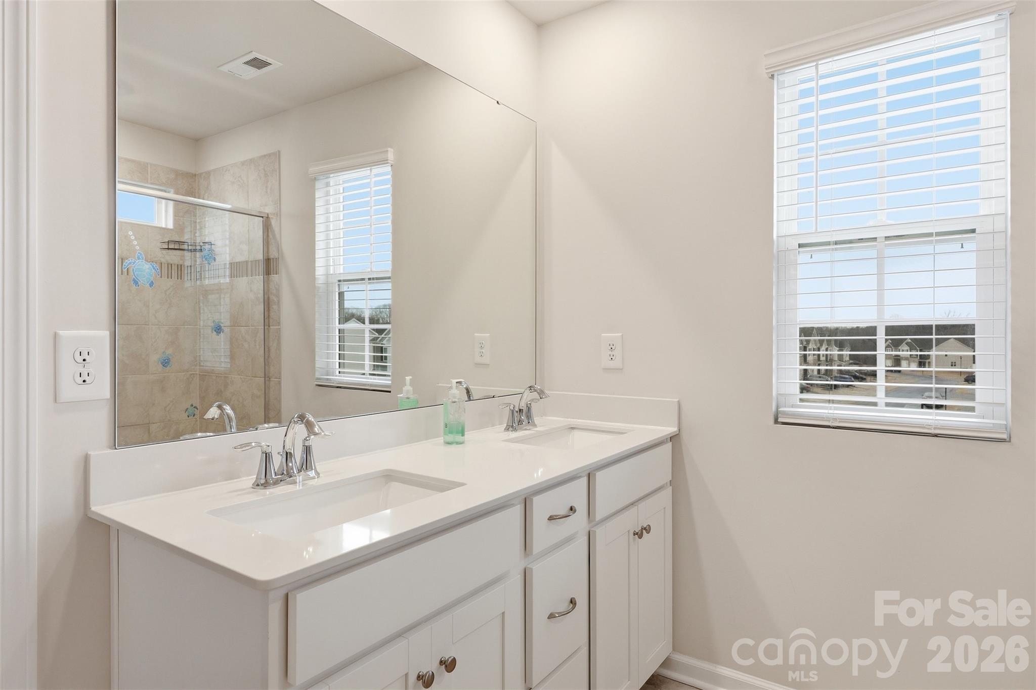 6029 Chelsea Oaks Ridge Fort Mill, SC 29708 - Photo 19 of 33 a bathroom with a sink double vanity and a shower