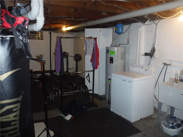 a storage room with furniture