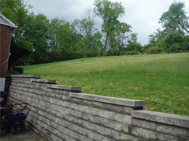 a view of a yard with potted plants