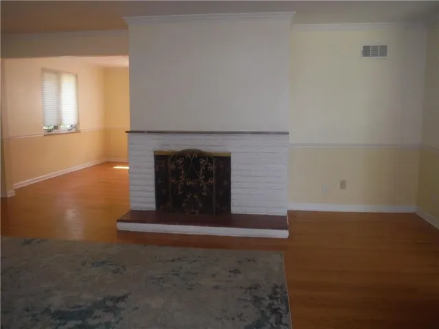 a view of fireplace and hall