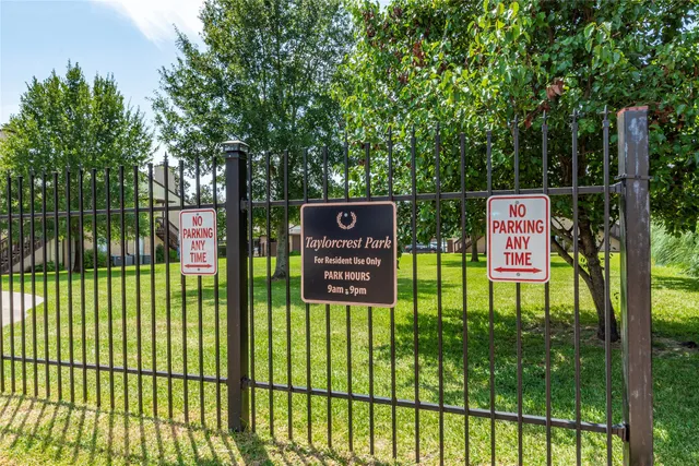 a view of a sign in the city