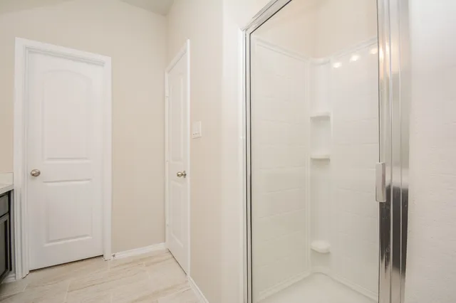 a bathroom with a shower