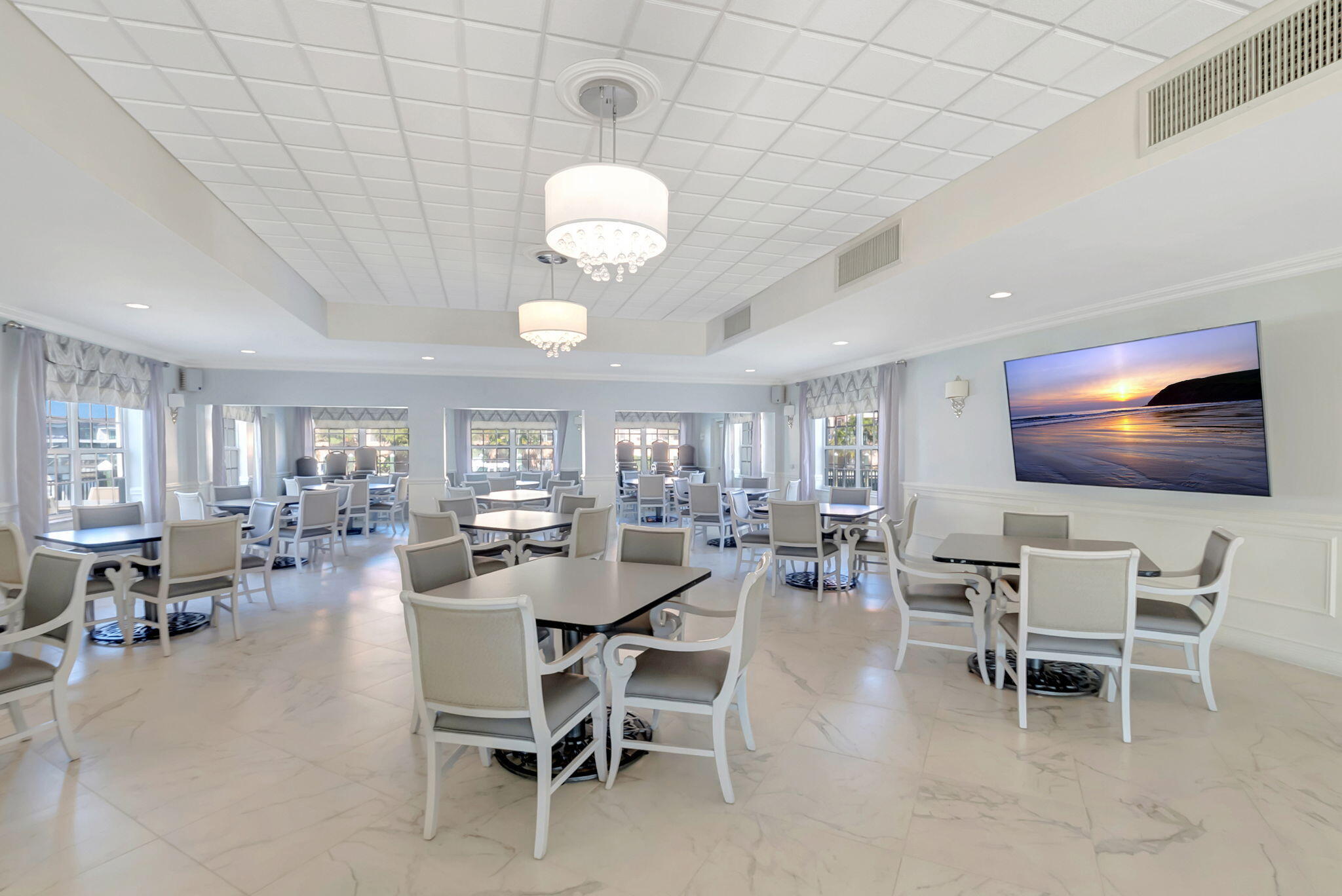 2871 North Ocean Boulevard, Unit R254 Boca Raton, FL 33431 - Photo 56 of 67 a view of a dining room with furniture a chandelier and window