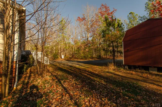 a view of a yard with trees