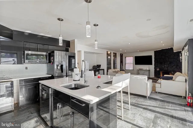 a view of a dining area with furniture