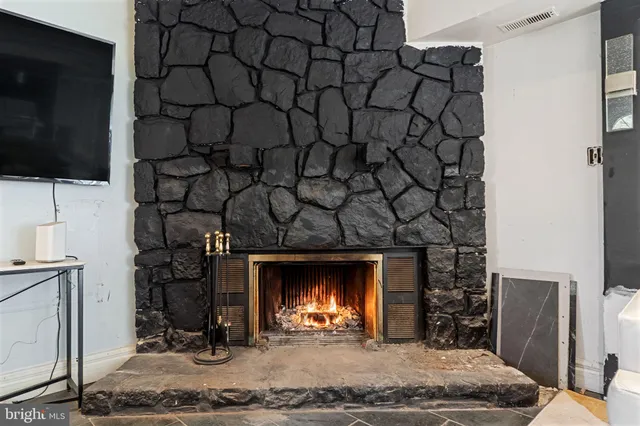 a room with fireplace