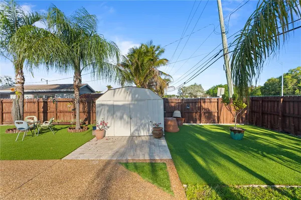 a garden with palm trees