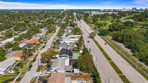 an aerial view of a house