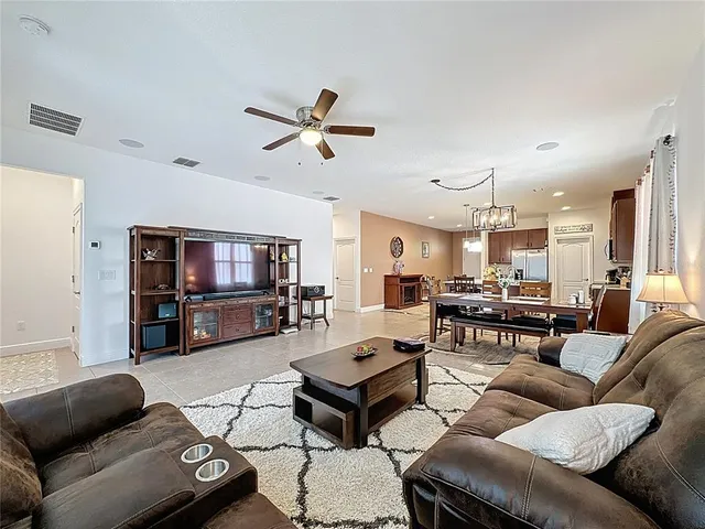 an aerial view of a house with a garden