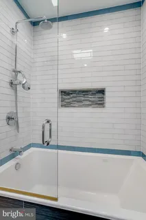 a bathroom with a bathtub