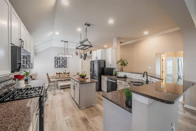 a kitchen with lots of counter top space