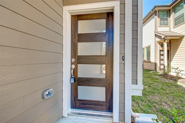 a view of entrance door of house