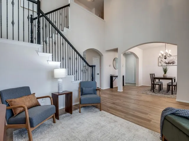 a living room with furniture
