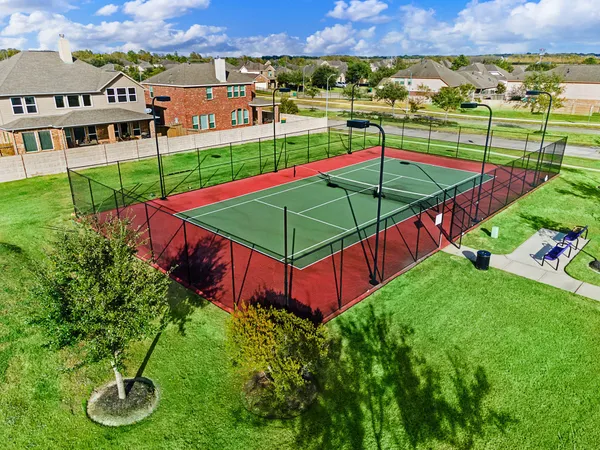 an aerial view of a house
