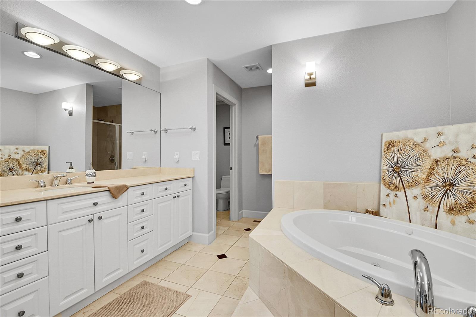 566 Josephine Street Denver, CO 80206 - Photo 15 of 45 a spacious bathroom with a tub sink and mirror