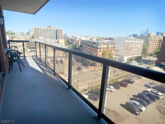 a view of a city from a balcony