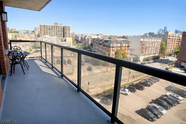 a view of city from a balcony